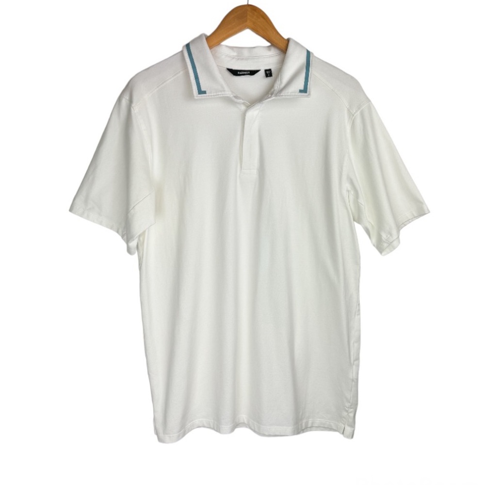 Radmor Golf Mens Polo Shirt Sz Large White Blue Pima Cotton